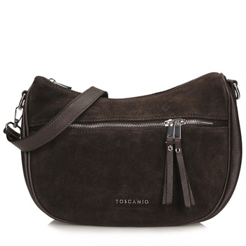 TOREBKA DAMSKA TOSCANIO G139, SKÓRA NATURALNA, CZEKOLADOWY BRĄZ