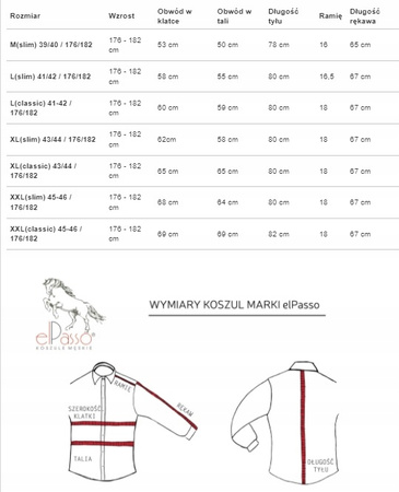 KOSZULA ELPASSO DŁUGI RĘKAW SLIM XXL 45/46-176/182
