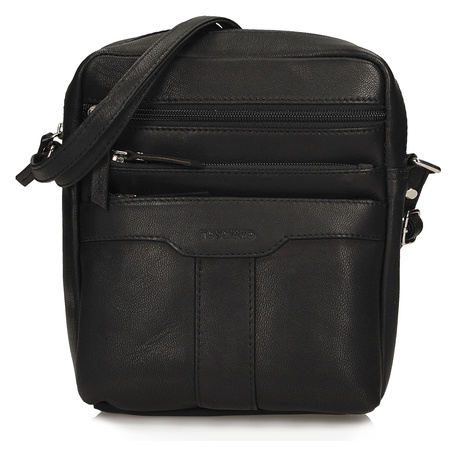 TOREBKA MĘSKA TOSCANIO T1149, CZARNY, SKÓRA