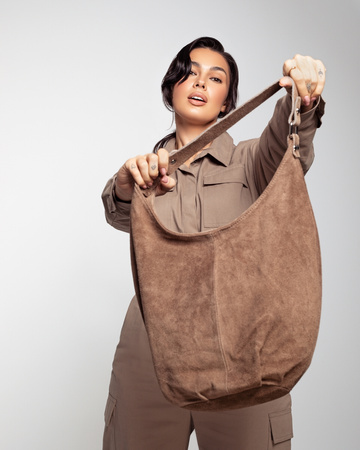 TOREBKA DAMSKA TOSCANIO A284 ZIELEŃ, SKÓRA NATURALNA ZAMSZOWA, WOREK