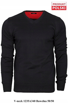 SWETER MĘSKI M&M, CZARNY 1235A-340 