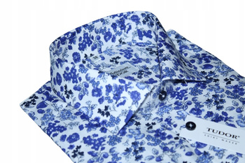 KOSZULA TUDOR DŁUGI RĘKAW SLIM 40 - 176/182 KWIATY