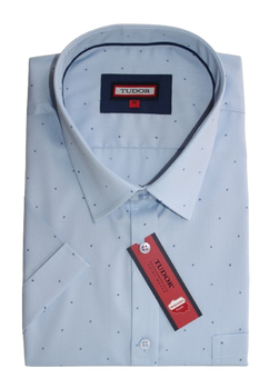 KOSZULA TUDOR KRÓTKI RĘKAW REGULAR, NIEBIESKA 48 176/182