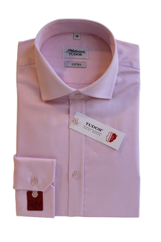 KOSZULA TUDOR DŁUGI RĘKAW SLIM 176/182, RÓŻ