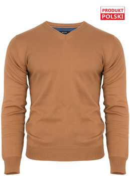 SWETER MĘSKI M&M, 1235A-125 CAMEL, V-NECK