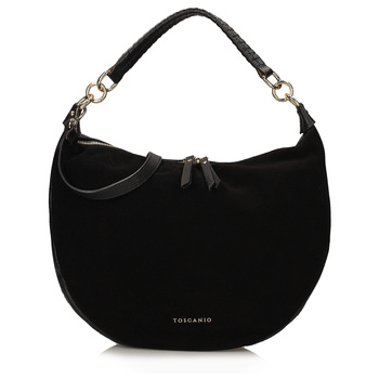 TOREBKA DAMSKA TOSCANIO F217 CZARNY, SKÓRA NATURALNA ZAMSZOWA, LICOWA