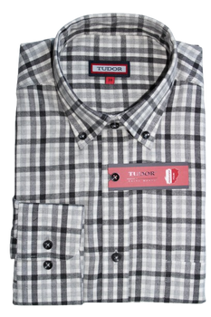 KOSZULA TUDOR DŁUGI RĘKAW REGULAR 176/182, 100% BAWEŁNA, FLANELA, KRATA