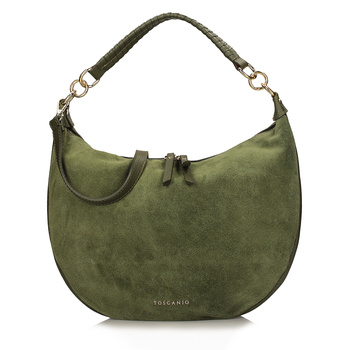 TOREBKA DAMSKA TOSCANIO F217 OLIWKA, SKÓRA NATURALNA ZAMSZOWA, LICOWA