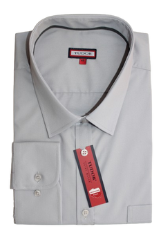 KOSZULA TUDOR DŁUGI RĘKAW, REGULAR 48 188/194. SZARY