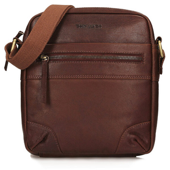 TOREBKA MĘSKA TOSCANIO T718, BRĄZ, SKÓRA