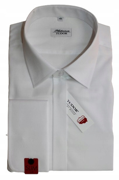 KOSZULA TUDOR DŁUGI RĘKAW BIAŁA SLIM 41 - 176/182 100%, SPINKI, PLISA