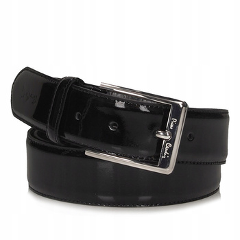 PASEK MĘSKI PIERRE CARDIN 4103, CZARNY, SKÓRA LAKIEROWANA, 105