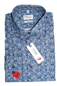 KOSZULA TUDOR DŁUGI RĘKAW, SLIM 176/182, KWIATY