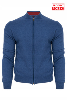 SWETER, KARDIGAN MĘSKI T-1664, ZAMEK, M&M, WEŁNA R. XXL